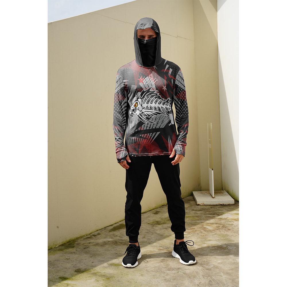 Hoodie Pancing Pria Motif Ikan - Fishing Mask Sun Protection ulasan dan harga