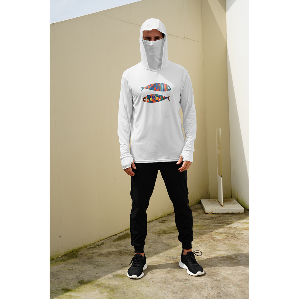 Hoodie Pancing Pria Motif Ikan - Fishing Mask Sun Protection ulasan dan harga